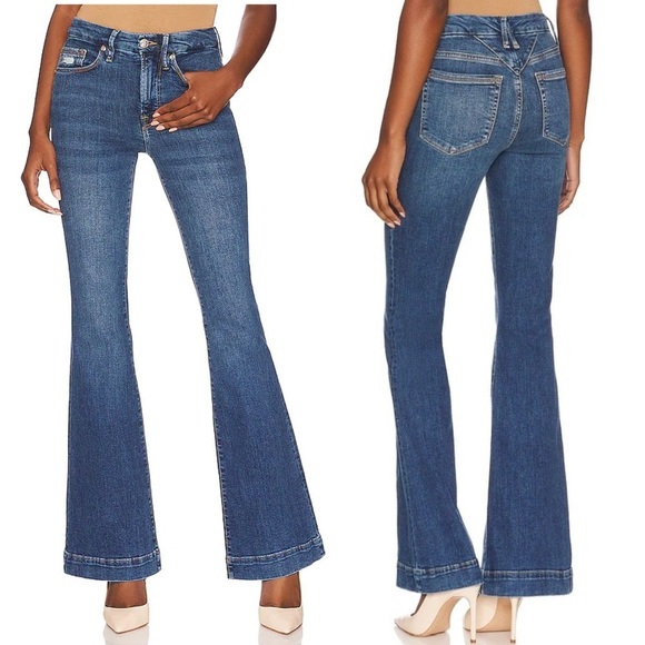 Good American Women's Good Flare with Deco Back Yoke A Blue Denim Jeans Size 26 - Picture 3 of 12